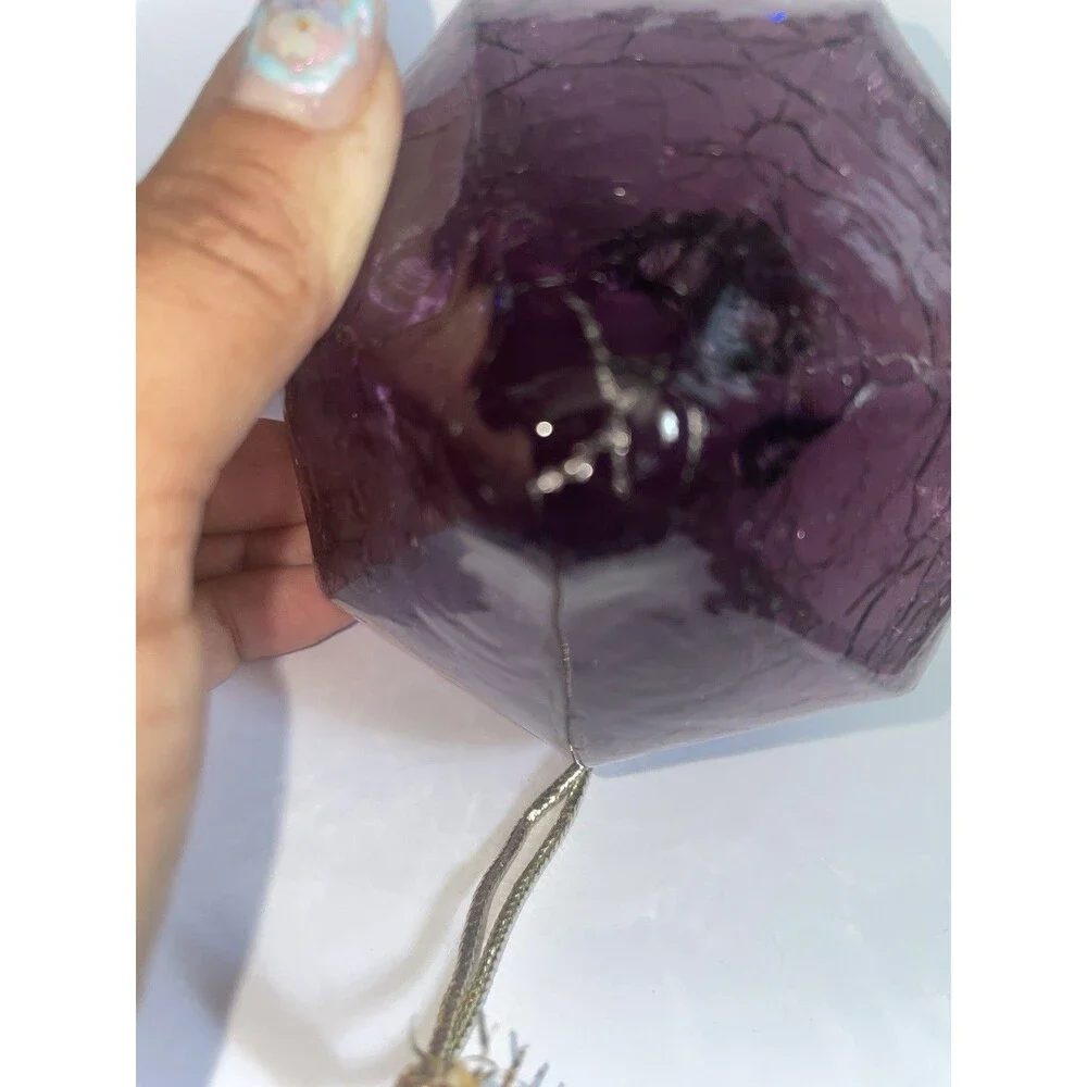 Amethyst Crackle Glass Jumbo Kugel Onion Ornament Large Heavy